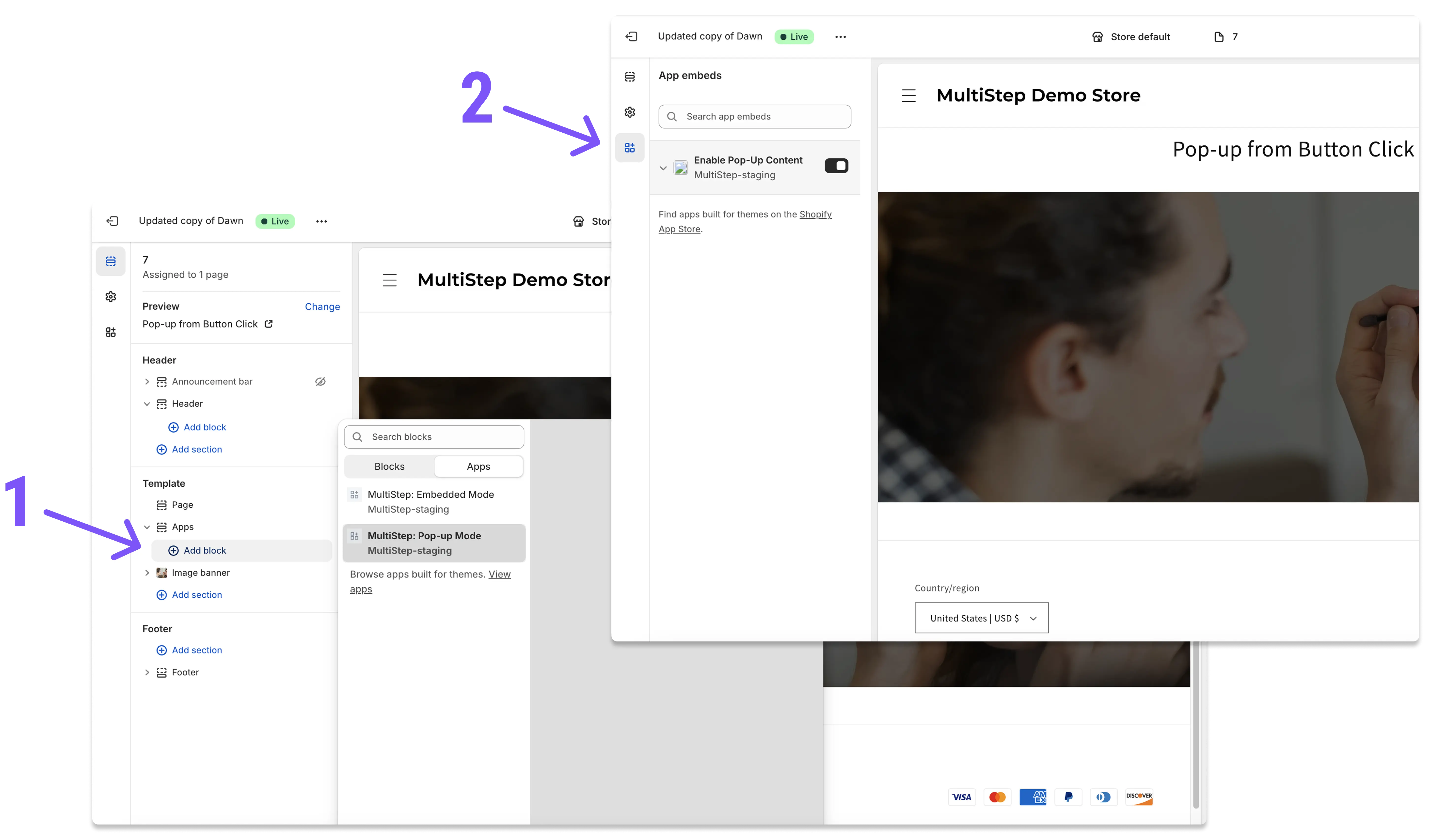 Setting MultiStep path in Theme Customizer